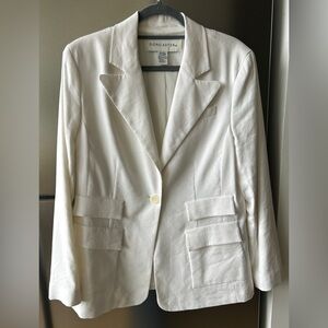 Doncaster White Linen Blend Blazer Women’s Size 16 Tailored Jacket